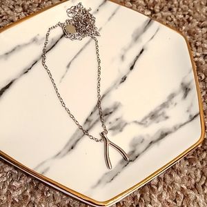 Stirling silver lucky wishbone necklace